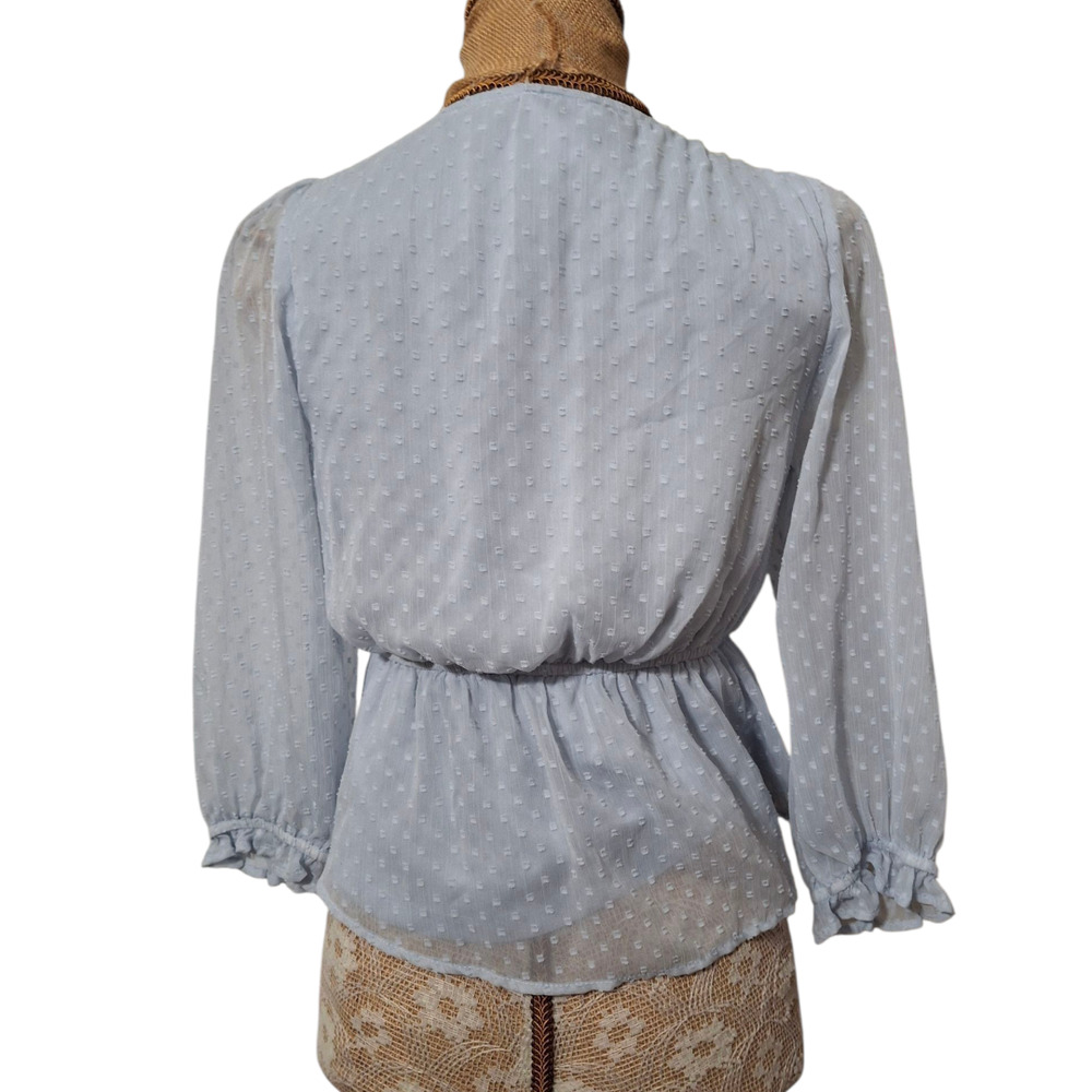Baby Blue Swiss Dot Princess Top with Bow size M - Picture 4 of 6